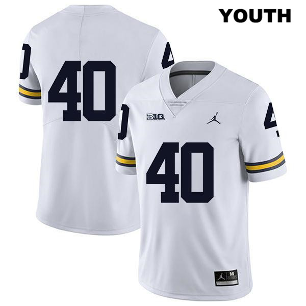 Youth NCAA Michigan Wolverines Ben VanSumeren #40 No Name White Jordan Brand Authentic Stitched Legend Football College Jersey IP25I72NY